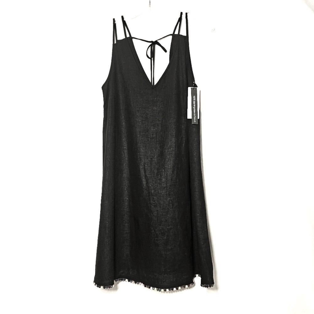BCBGeneration Womens Black Linen Blend Sleeveless Mini Dress Beach Cover-up - Picture 1 of 8